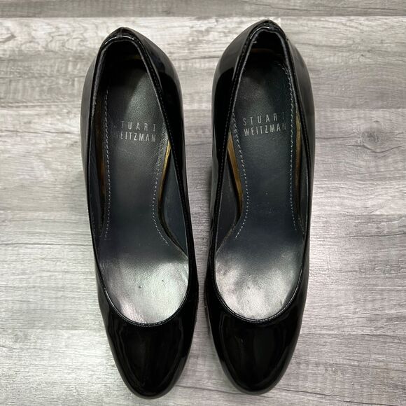 Stuart Weitzman Rowswoon Patent leather Pumps Platform Heels Shoes Black Size 8 - Picture 5 of 10